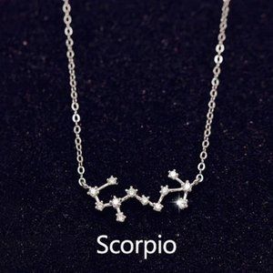 Sterling Silver Diamond Zodiac Necklace--Scorpio